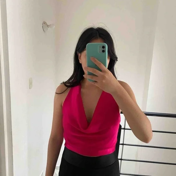 NWT Zara Fuchsia Pink Halter Top XL - Picture 4 of 4